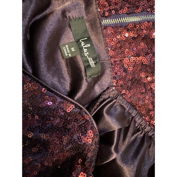 Lulus Purple Wine Sequined Long Puff Sleeve Cropped Top M Medium NEW - Picture 14 of 16